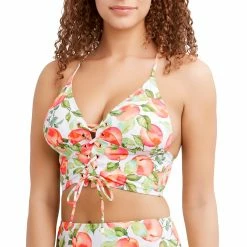 BCBG Generation Women's Peachy Lace Up Midkini Top