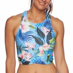 Next By Athena Womens Native Palms Static High Neck Swim Top