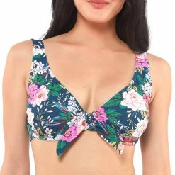 Jessica Simpson Women's Gardenia Paradise Tie Front Underwire Swim Top