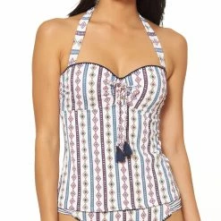 Jessica Simpson Women's Moroccan Stripe U-Wire Tankini Top